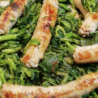 Roast Sausage with Wild Greens